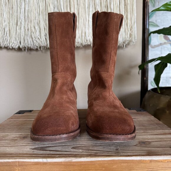 Free People Easton Equestrian Brown Suede Pull On "Ankle" Boots Size 8.5 / 39.5 - Picture 4 of 17